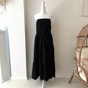 Loft Beach Strapless Black Tiered Maxi Dress